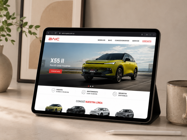 BAIC Uruguay — sitio web, sección modelos | Boceto